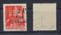 Romania Hungary 1945 Posta Salajului Northern Transylvania Local Stamp 2P On 5f MNH Error Shifted Overprint - Transilvania