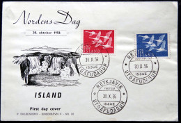 Iceland 1956 NORDEN    MiNr.312-13   FDC (parti 1912) COVER FALKENBERG - FDC