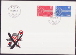 Europa CEPT 1957 Suisse - Switzerland - Schweiz FDC Y&T N°595 à 596 - Michel N°646y à 647y - En Allemand - 1957