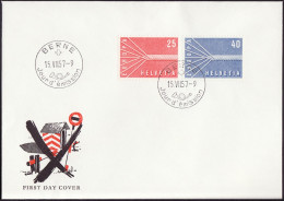 Europa CEPT 1957 Suisse - Switzerland - Schweiz FDC Y&T N°595 à 596 - Michel N°646y à 647y - En Français - 1957