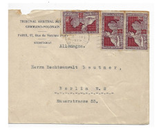 PARIS 44 R De Grenelle Lettre Entête Tribunal Arbitral GERMANO-POLONAIS Dest BERLIN 25c Art Déco Yv 212 Arrivée Verso - Brieven En Documenten