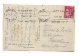 VICHY Allier Carte Postale 1 F Paix Rose Yv 369 Ob Meca 2 7 1968 Venez à Vichy Dest KASSEL Allemagne - 1932-39 Peace