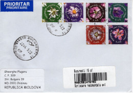 ROMANIA 2015: WILD FLOWERS Set On REGISTERED Cover Circulated To Moldova Republic - Registered Shipping! - Used Stamps