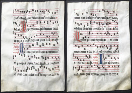 Very Rare Large Elephant Folio Vellum Sheet. Out Of An Antiphonary Manuscript From The 15th Century. / Seltene - Theater & Scripts