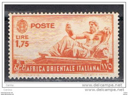 A. O. I. :  1938  MONUMENTO  -  £. 1,75  ARANCIO  N. -  SASS. 14 - Italian Eastern Africa