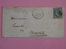 AU 21 FRANCE BELLE LETTRE   1869 A MARSEILLE + NAPOLEON N° 29 +inconnu Adresse+ A VOIR  +AFFRANC. INTERESSANT+ - 1863-1870 Napoléon III Lauré