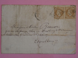 AU 21 FRANCE BELLE LETTRE   1870 DUNKERQUE A ESQUELBECQ+ PAIRE DE NAPOLEON N° 28 +AFFRANC. INTERESSANT+ - 1863-1870 Napoléon III Lauré