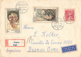 LETTRE. COVER. CZECHOSLOVAKIA. PAR AVION.. VOLYNE TO ARGENTINA - Cartas & Documentos