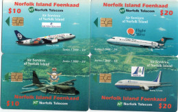 NORFOLK ISLAND - CHIP CARD - PUZZLE AIRLINES - 4 CARDS - Ile Norfolk