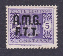 1947 Italia Italy Trieste A SEGNATASSE 4A  POSTAGE DUE 5 Lire Violetto Senza Filigrana MLH* Certif Biondi, Firma A.Diena - Segnatasse