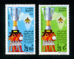 EGYPT / 1998 / SPORT / FOOTBALL / AFRICAN NATIONS CUP FOOTBALL CHAMPIONSHIP / MAP / TROPHY / MNH / VF - Ongebruikt