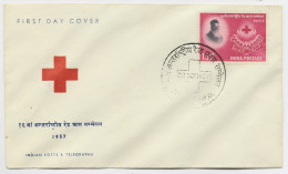 INDIA 15C RED CROSS CROIX ROUGE DUNANT LETTRE COVER 1957 - Briefe U. Dokumente