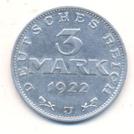 Germany.Deutsches Reich. 3 Mark. 11 August 1922.Hamburg. - 3 Marcos & 3 Reichsmark