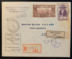 COTE DES SOMALIS : 1943 . PA REC DE DJIBOUTI FRANCE LIBRE POUR BEYROUTH . REEXP - Cartas & Documentos