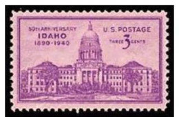 1940 USA Idaho Statehood Stamp Sc#896 Architecture - Ongebruikt