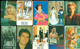 Thematic Phonecards 10 Different MERCURY - DISNEY - PAMELA - TOM CRUISE - OASIS - X-FILES  (2) - Personnages