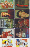 Thematic Phonecards 10 Different  DISNEY -  JORDAN - TOM CRUISE - X-FILES - OASIS - COCA COLA - FERRARI - F. MERCURY (7) - Personnages