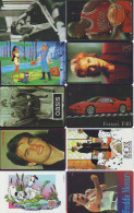 Thematic Phonecards 10 Different  DISNEY - JORDAN - X-FILES - FERRARI - OASIS - ELVIS PRESLEY - TOM CRUISE - MERCURY (9) - Personnages