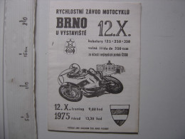 1975 Programme Moto Championnat Du Monde CSSR Brno Programmheft Motorrad Weltmeisterschaft - Moto