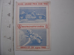 1982 Programme Moto Championnat Du Monde CSSR Brno Programmheft Motorrad Weltmeisterschaft - Motos