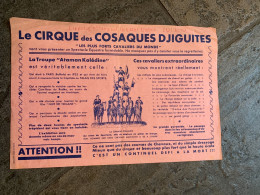 Cirque Des Cosaques Djiguites à Sarre-Union Année 30 - Programmes