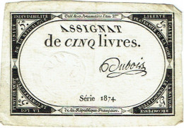 France. Assignat Cinq Livres. Série 1874. - Assignate