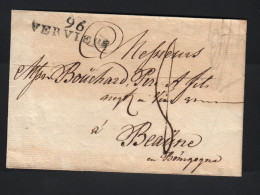 Belgique 96 VERVIERS  36 X 10, Ourthe ( Département Conquis) 8 Août 1807 Taxe 8 Décimes Pour Beaune - 1794-1814 (Periodo Frances)