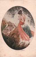 Illustrateur - Edition E K - Femme Et Satyre Dans Les Herbes Hautes - Carte Postale Ancienne - Unclassified