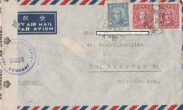 China Luftpostbrief Mit Zensur 0624 + 5936 Englisch Nach Deutschland Von Shanghai 1947 3 Marken - Cartas & Documentos