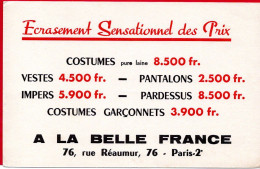 Buvard A La Belle France, Costumes, Vestes, Pantalons, Pardessus, Impers. Rue Réaumur à Paris. - Textilos & Vestidos