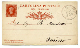 RC 24864 ITALIE 1879 ENTIER POSTAL INTRA POUR TURIN - Interi Postali