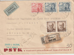 1946 - TCHECOSLOVAQUIE - POSTE AERIENNE ! ENVELOPPE RECOMMANDEE De PRAGUE => SEVRES (SEINE ET OISE) - Lettres & Documents