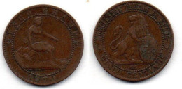 MA 20865 / Espagne - Spain -Spanien 5 Centimos 1870 OM TB - Primi Conii