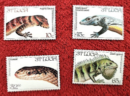 SAINTE LUCIE , Reptile, Reptiles, Serpents, Serpent, Iguane, Lezard. Yvert N° 652/55 Neuf Sans Charniere. MNH ** - Slangen