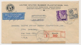 Registered Cover Kisaran Netherlands Indies - USA 1938 - US Rubber Plantations - Indes Néerlandaises