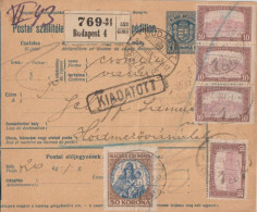 1922 - HONGRIE - CP ENTIER BULLETIN EXPEDITION COLIS POSTAL De BUDAPEST - Storia Postale