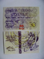 UNC Banknote Lithuania 1991 50 Centauru Sport Cycling Bicycle - Lituania