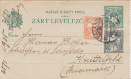 1915 - HONGRIE - CARTE-LETTRE ENTIER (TRICOLORE !) De PALAMKA => KNITTELFELD (STEIERMARK) - Ganzsachen