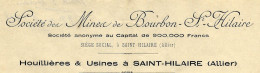 1905 ENTETE Sté Des Mines De Bourbon St Hilaire Houillères Et Usines à St Hilaire Alllier OFFRE DE CHARBON TARIFS - 1900 – 1949