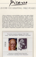 Foto Von Pablo Picasso 1981 Polska Sonder-Bl.84SB Auf Gbl. ** 80€ Kunst Des Maler Ss Bloc Paintings Art Sheet Bf POLAND - Abarten & Kuriositäten