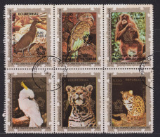 1976 Äquatorial-Guinea: Mi:GQ 844-849°, Yt:GQ 81-A-81F°​​​​​​​ , American Bicentenary (IV) (Animals), Tiere - Guinée Equatoriale