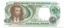 PHILIPPINES 5 Piso Andres BONIFACIO #143b   1er Billet De La Série BANGKO CENTRAL  NEUF - Filipinas