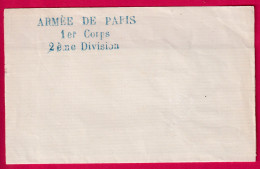 GUERRE 1870 ARMEE DE PARIS 1ER CORPS 2EME DIVISION PAPIER VIERGE LETTRE COVER - War 1870