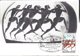 BELGIQUE - CARTE MAXIMUM - Yvert N° 1909 - JEUX OLYMPIQUES LAKE PLACID - COUREURS GRECS - 1971-1980