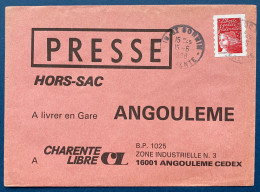 Lettre 1998 HORS SAC Sur Marianne De LUQUET N°3085 TVP Rouge Journal Charente Libre Rare Dans Les Très Modernes ! - 1989-1996 Bicentenial Marianne