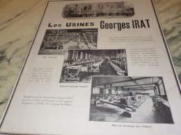 ANCIENNE  PUBLICITE LES USINES GEORGE IRAT   1923 - Programmes