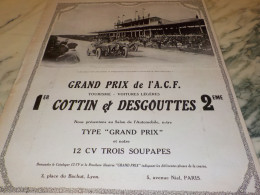 ANCIENNE PUBLICITE GRAND PRIX DE ACF COTTIN DESGOUTTES 1924 - Voitures