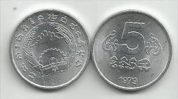 Cambodia 5 Sen 1979. High Grade - Camboya