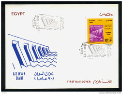 EGYPT / 1992 / ASWAN DAM / STAMPS ON STAMPS / FDC - Cartas & Documentos