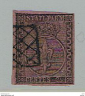 PARMA:  1852  GIGLIO  -  25 C. VIOLETTO  US. -  SASS. 4 - Parme